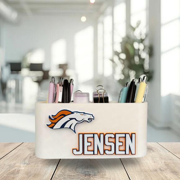 Personalized Denver Broncos Desk Organizer, Broncos Gift, Broncos Teacher Gift - Picture 7 of 10